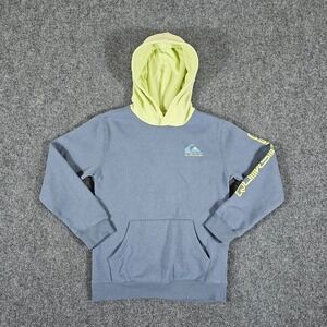Y2K Quiksilver Graphic Sweatshirt Hoodie Light‎ Blue/Yellow Women's Size Medium
